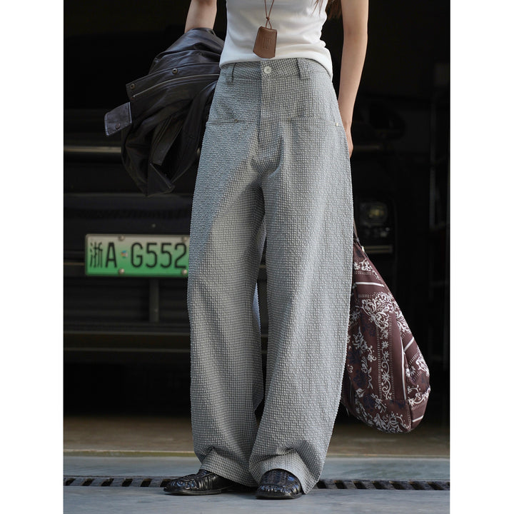 Damen Weite strukturierte High‑Waist Bundfaltenhose im Baggy‑Culotte‑Look Drune