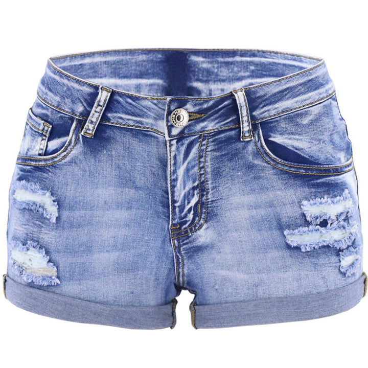 Damen Modische Jeans-Shorts mit fransigen Abschlüssen und ausgefransten Details Drune