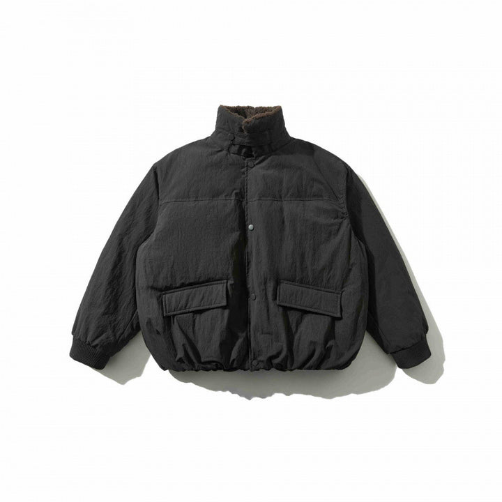Herren Gepolsterte Bomberjacke mit Teddykragen, Pattentaschen und elastischem Saum Drune
