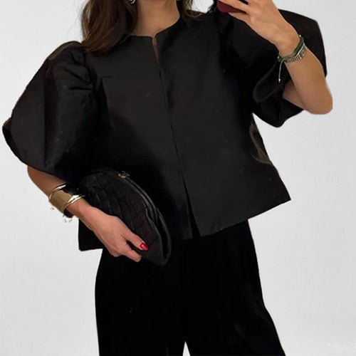 Damen Bluse mit voluminösen Puffärmeln und modernem Design Drune