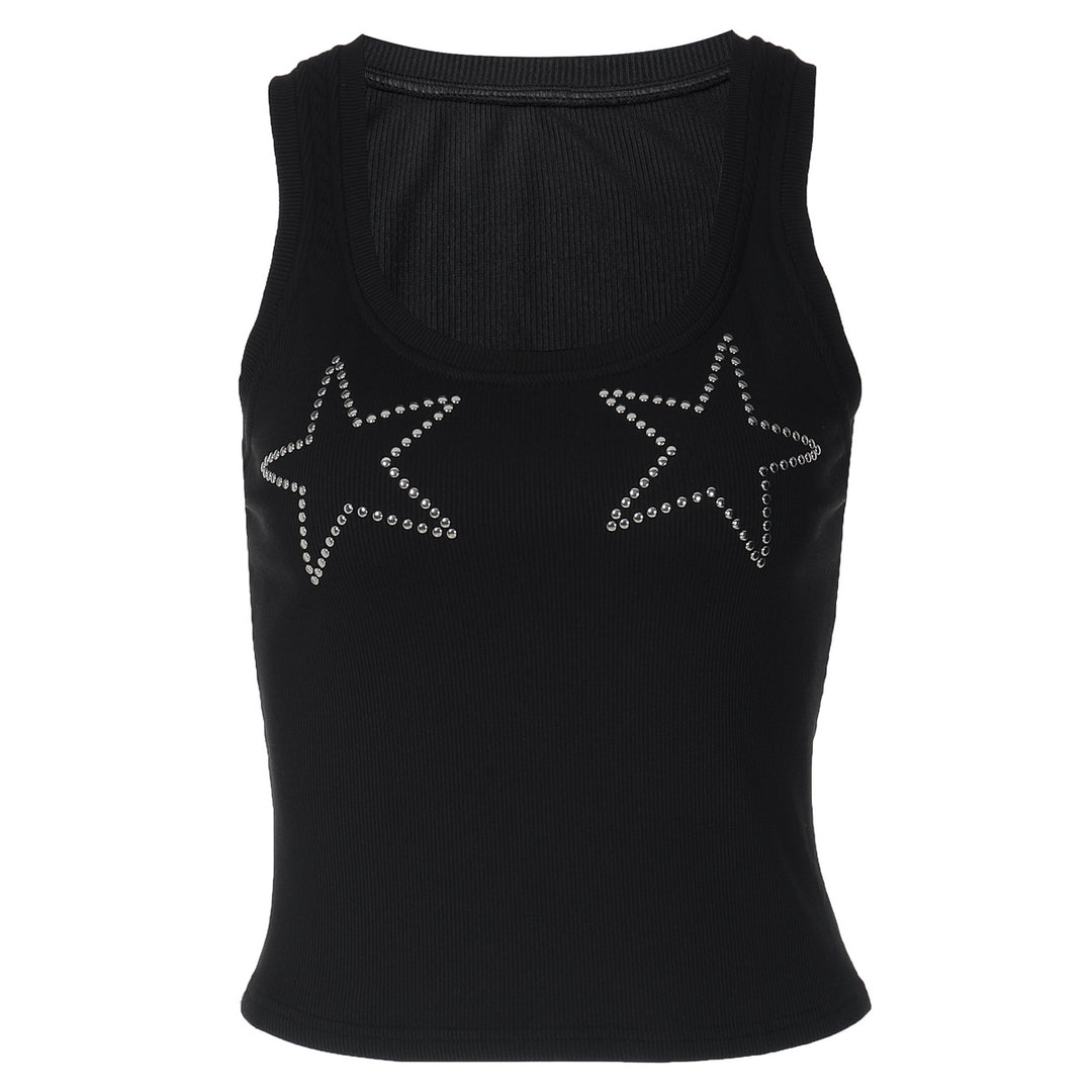 Damen Sportliches Tanktop mit Sternenapplikationen Drune