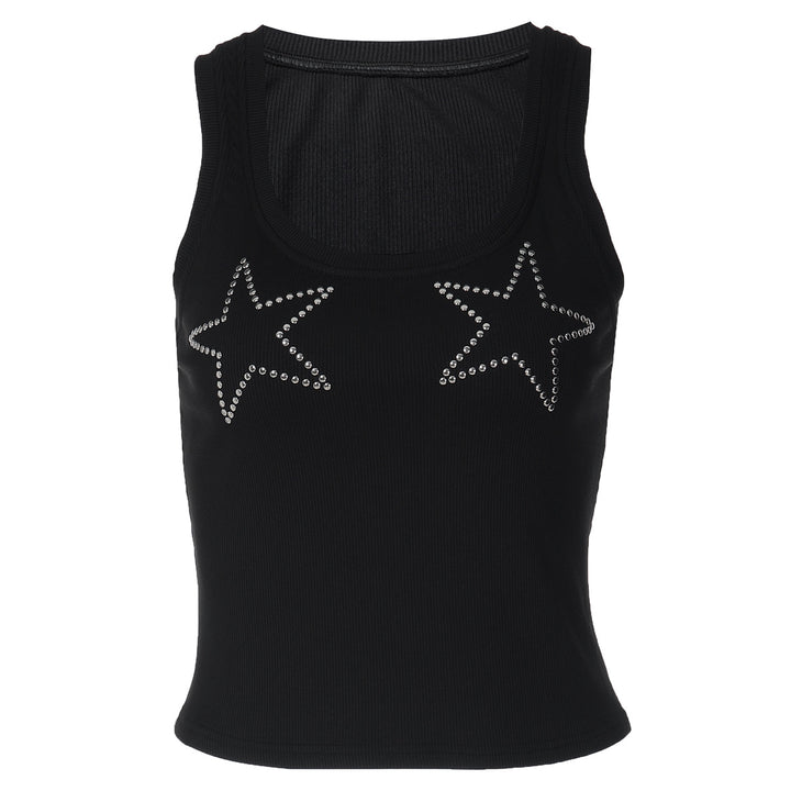 Damen Sportliches Tanktop mit Sternenapplikationen Drune