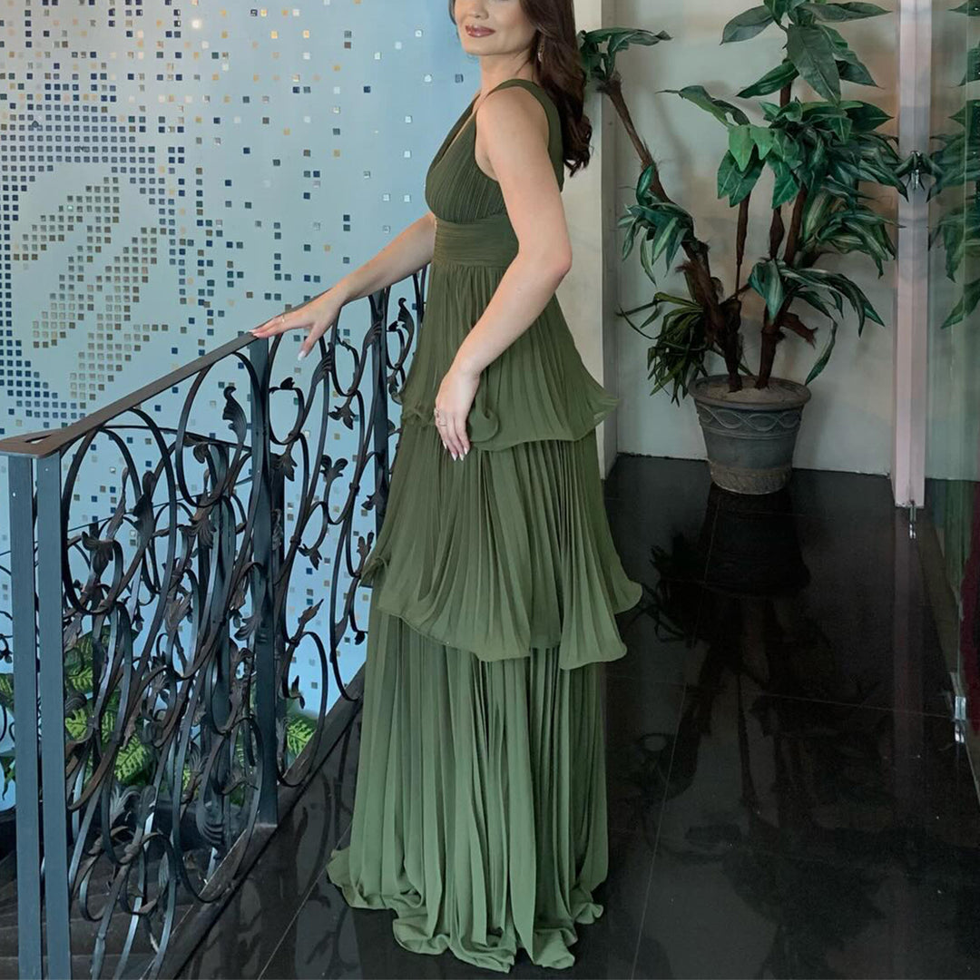 Damen Maxi-Kleid mit voluminösen Falten und femininer Silhouette Drune