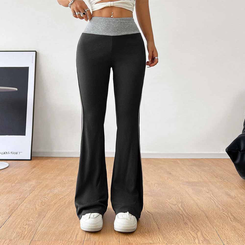 Damen Sportliche Flared-Hose mit hohem Bund und kontrastierenden Seiteneinsätzen Drune