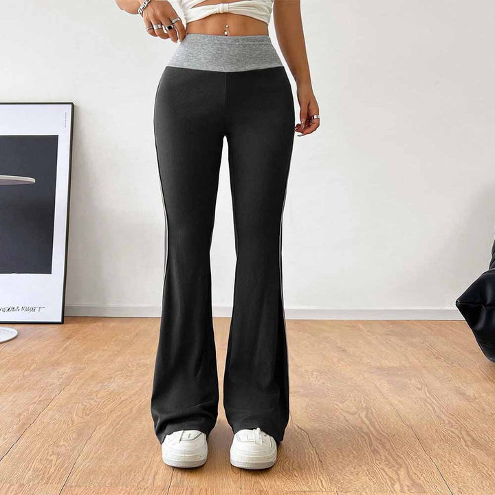 Damen Sportliche Flared-Hose mit hohem Bund und kontrastierenden Seiteneinsätzen Drune