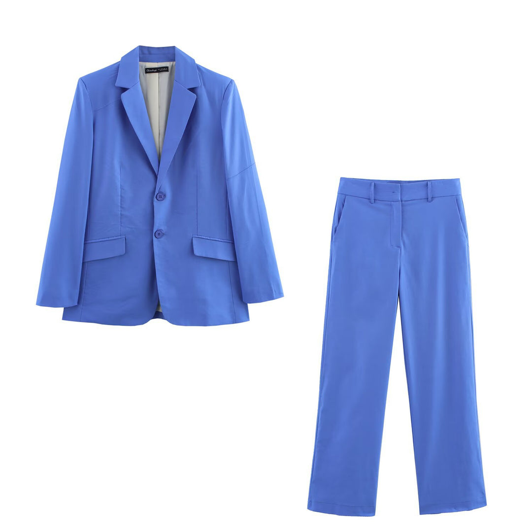 Damen Oversize Einreihiger Blazer mit Notch-Revers, zwei Knöpfen und Pattentaschen Drune
