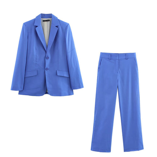 Damen Oversize Einreihiger Blazer mit Notch-Revers, zwei Knöpfen und Pattentaschen Drune