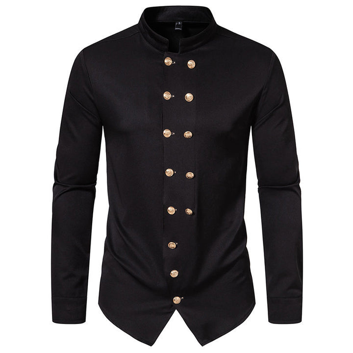 Herren Mandarin Kragen Dress Shirt Drune