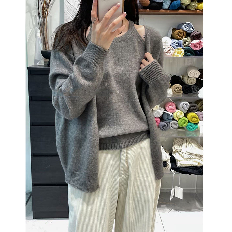 Damen warmer Woll-Cardigan mit modernem Schnitt und lässigen Ärmeln Drune