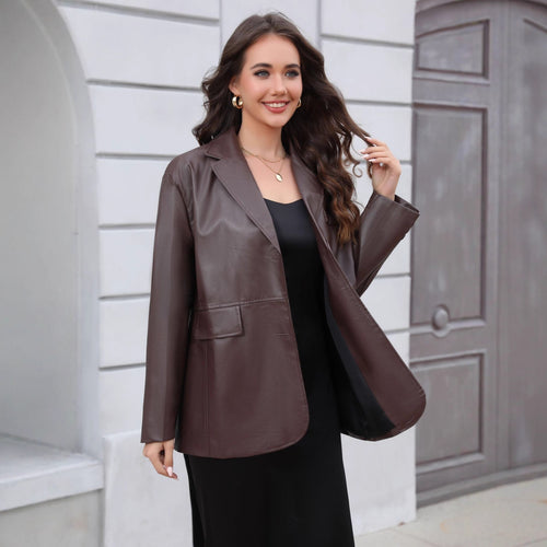 Damen Kunstleder-Blazer im Longline-Schnitt Drune