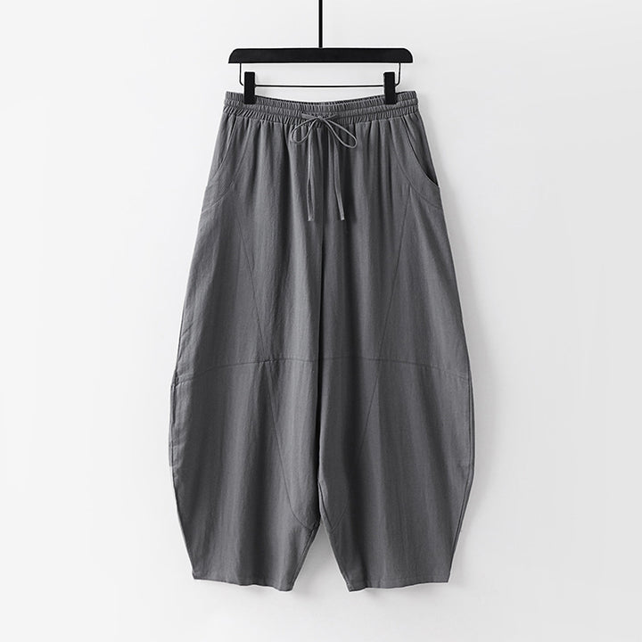 Damen Leichte Haremshose mit weitem Bein und elastischem Bund Drune