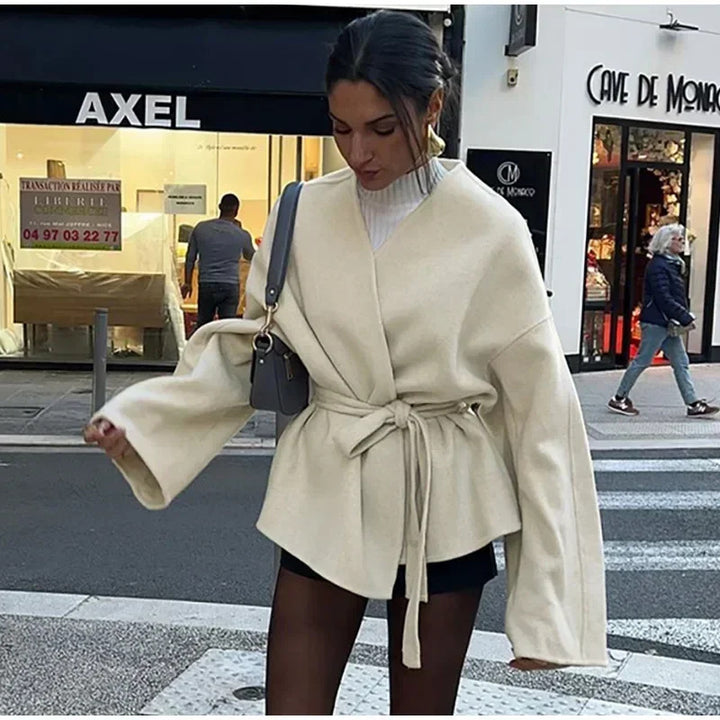 Damen Oversized Wickeljacke mit breiten Ärmeln Drune