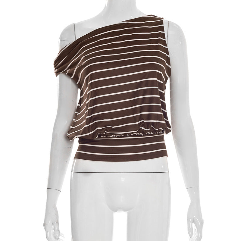 Damen asymmetrisches Langarmshirt mit modischem Streifenmuster und eleganten Cut-Out-Details Drune
