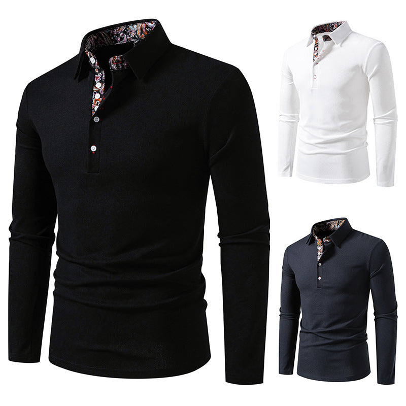 Herren Langarm Poloshirt mit außergewöhnlichem Kragen-Design Drune