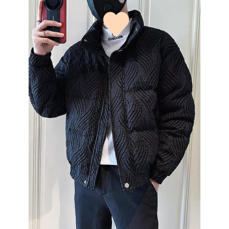 Herren Modische Steppjacke mit Wellenmuster Drune