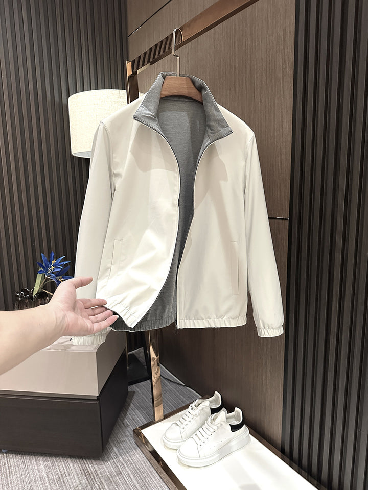 Herren Leichte Reißverschluss-Jacke mit elastischem Saum und kontrastkragen Drune