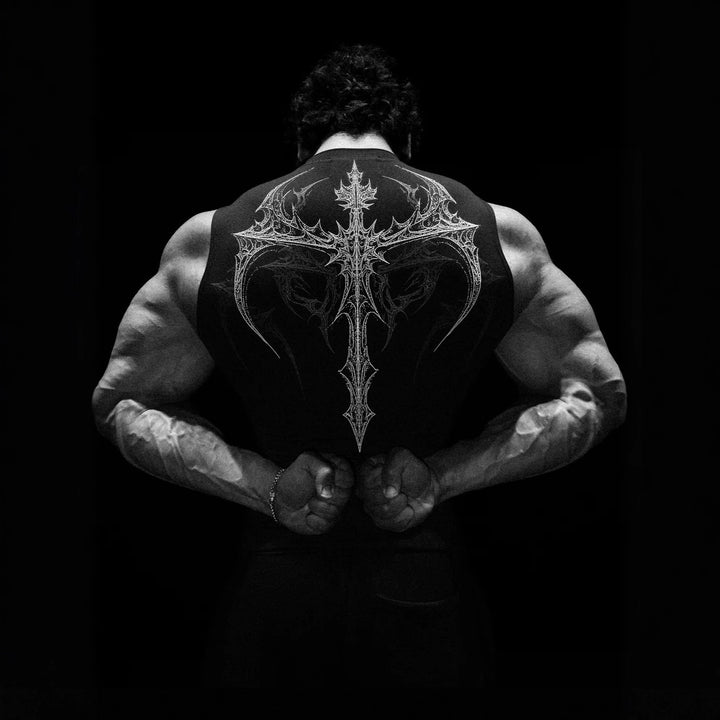 Herren nan figurbetontes Trainings-Tanktop mit tiefen Armausschnitten und filigranem Rückendruck Drune