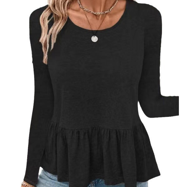 Damen Langarmshirt mit voluminösem Peplumschnitt Drune
