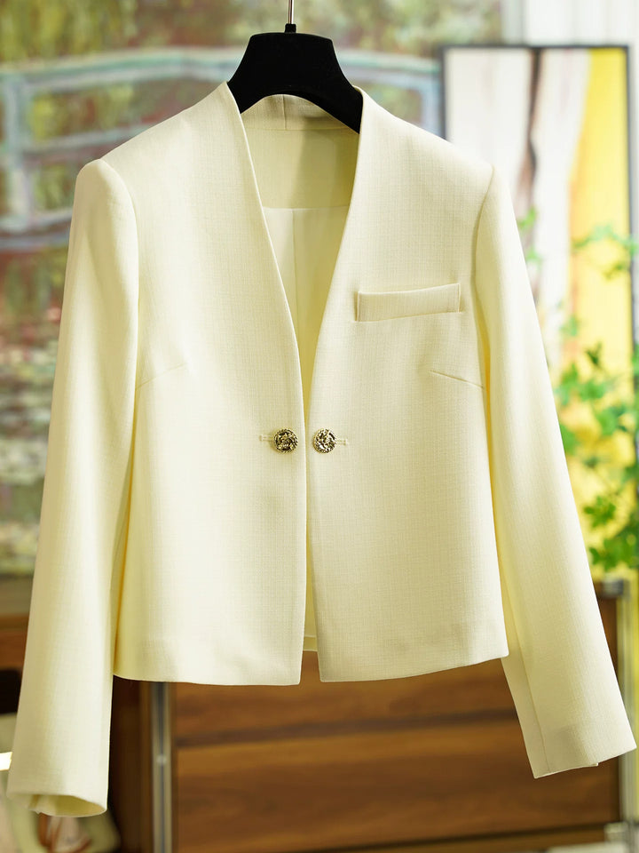 Damen Stilvoller Kurzblazer mit glamourösen Knöpfen Drune