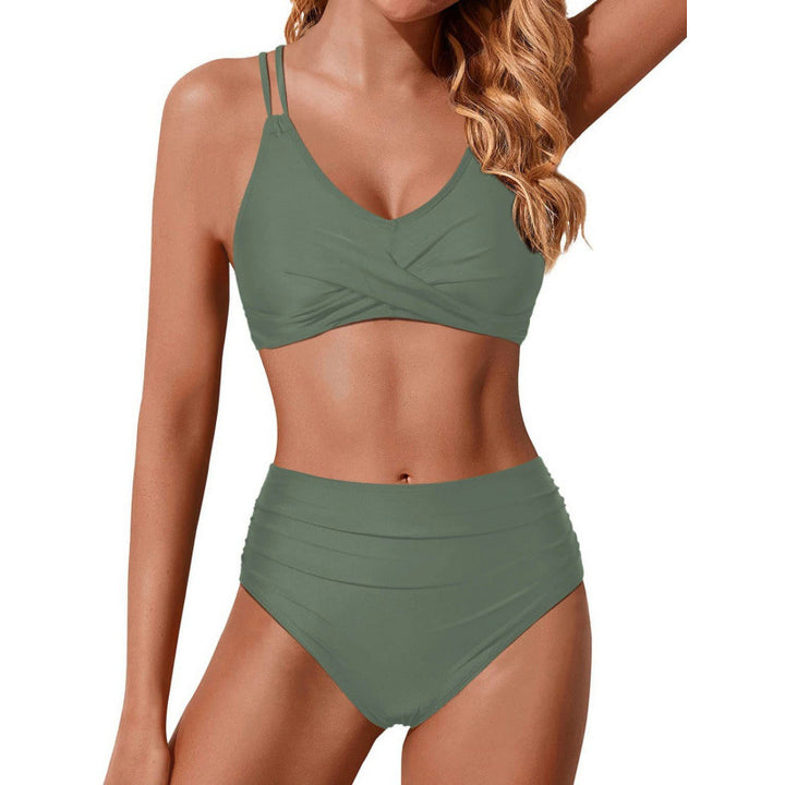 Damen Hochtailliertes Bikini-Set mit gerafftem Oberteil Drune