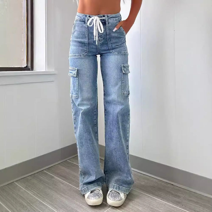 Damen Cargo-Jeans mit praktischen Taschen und weiter Beinform Drune
