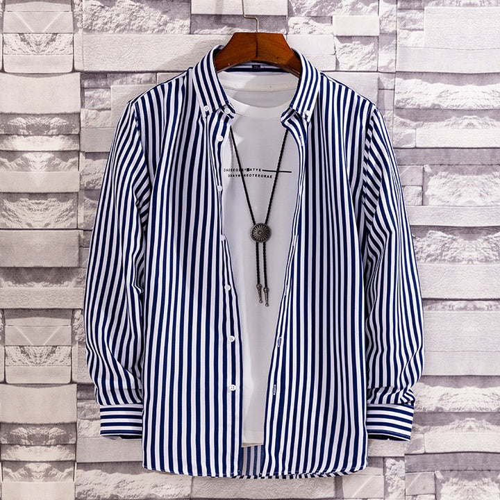 Herren nan lässige Hemdjacke aus leichter Baumwollmischung mit Button-Down-Kragen Drune