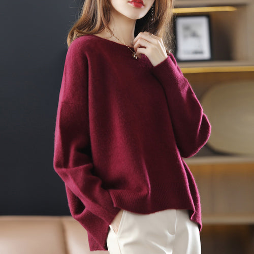 Damen gemütlicher Kaschmirpullover mit modernem Schnitt Drune