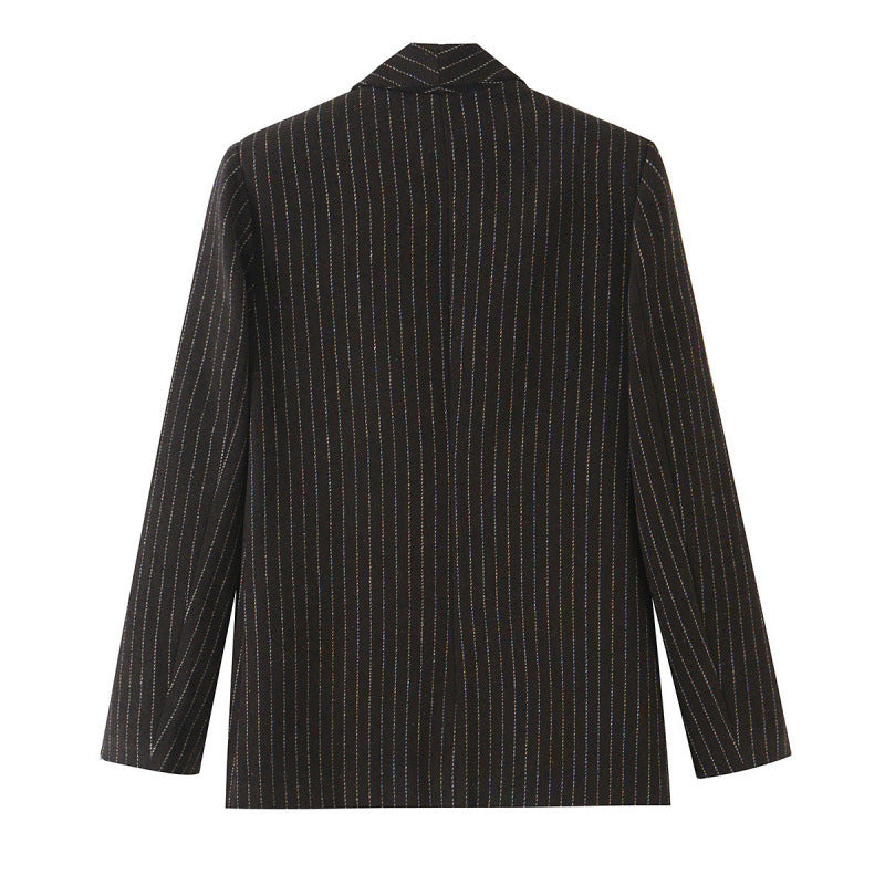 Damen Nadelstreifen-Blazer mit Schalkragen und leicht taillierter Silhouette Drune