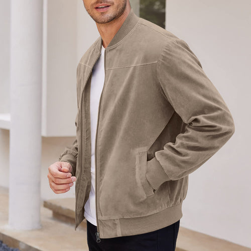 Herren lässige Lederjacke mit asymmetrischem Schnitt und Rippenbündchen Drune