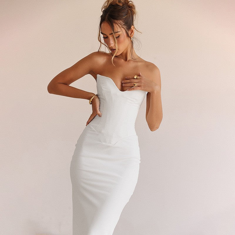 Damen Elegantes Abendkleid mit herzförmigem Ausschnitt und schwingendem Saum Drune