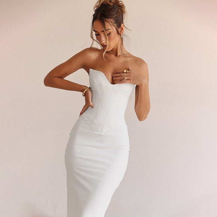 Damen Elegantes Abendkleid mit herzförmigem Ausschnitt und schwingendem Saum Drune