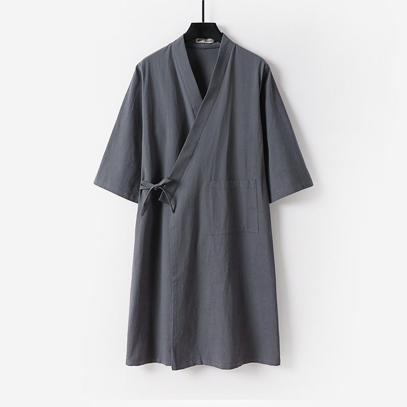 Damen Kimono-Wickelkleid mit Bindegürtel und aufgesetzten Taschen Drune