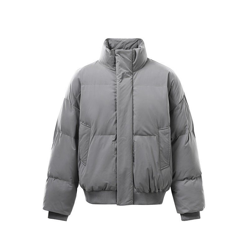 Unisex Kurz geschnittener Boxy-Pufferblouson mit hohem Stehkragen und innenliegendem Reißverschluss Drune