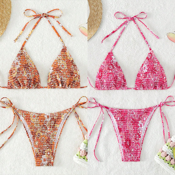 Damen Triangel-Bikini mit verspieltem Blumenmuster Drune