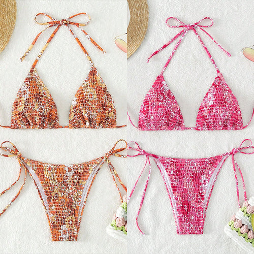 Damen Triangel-Bikini mit verspieltem Blumenmuster Drune