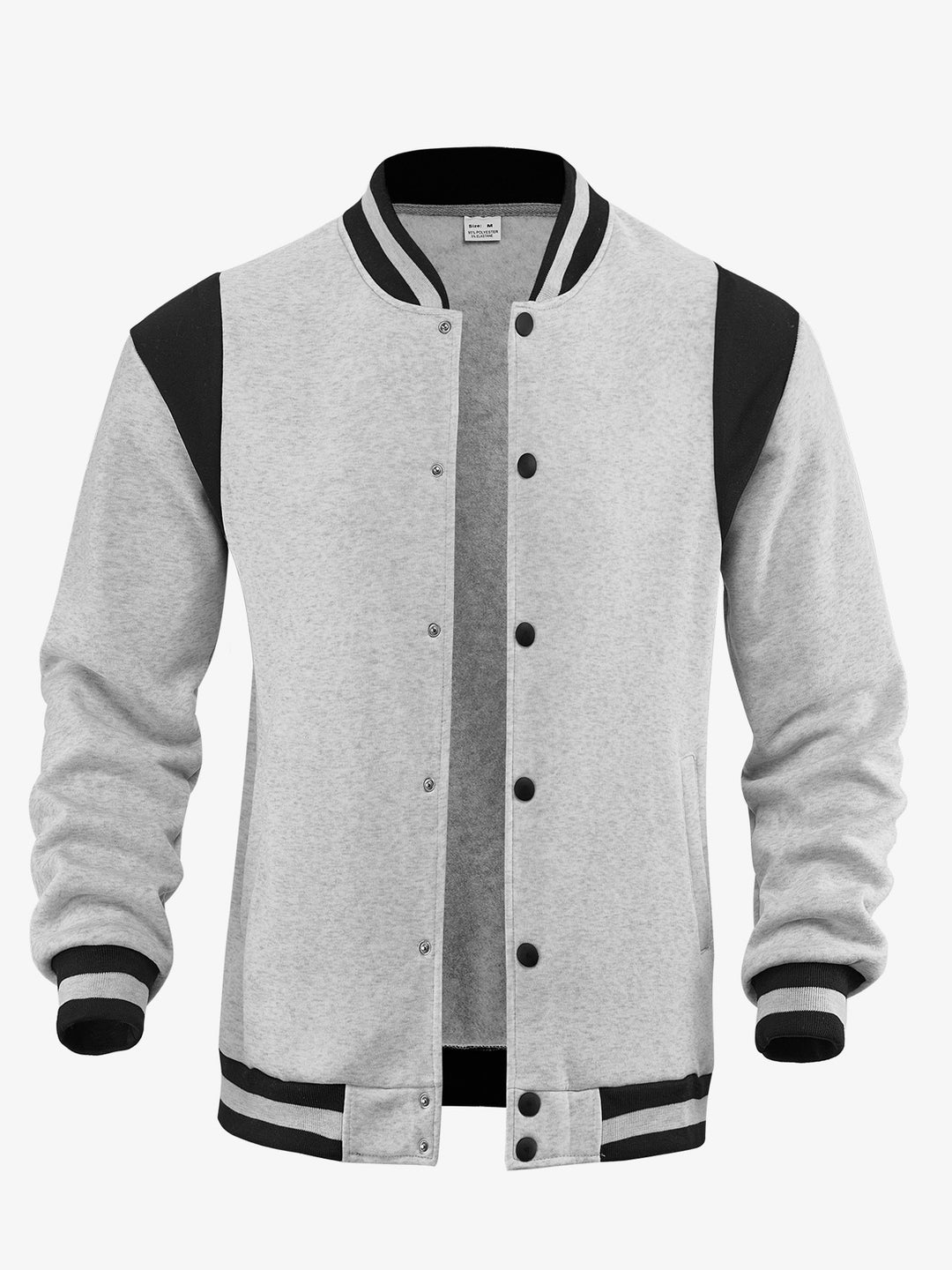 Herren nan legere Baseballjacke in Sweatqualität mit Druckknopfleiste geripptem Kragen und kontrastierendem Schulterbesatz Drune