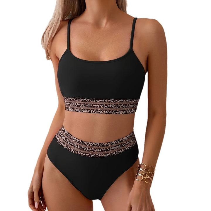 Damen Hochtailliertes Bikini-Set mit modischen Leoparden-Details Drune