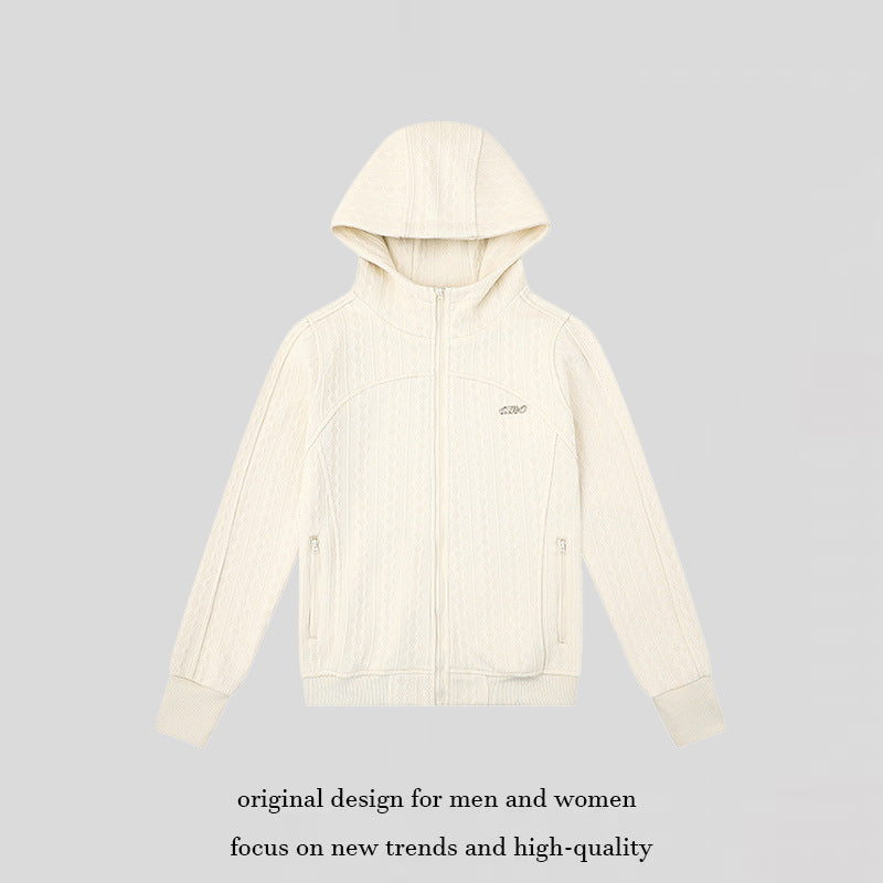Damen Kapuzen-Strickjacke mit Zopfmuster, durchgehendem Reißverschluss und Eingrifftaschen Drune
