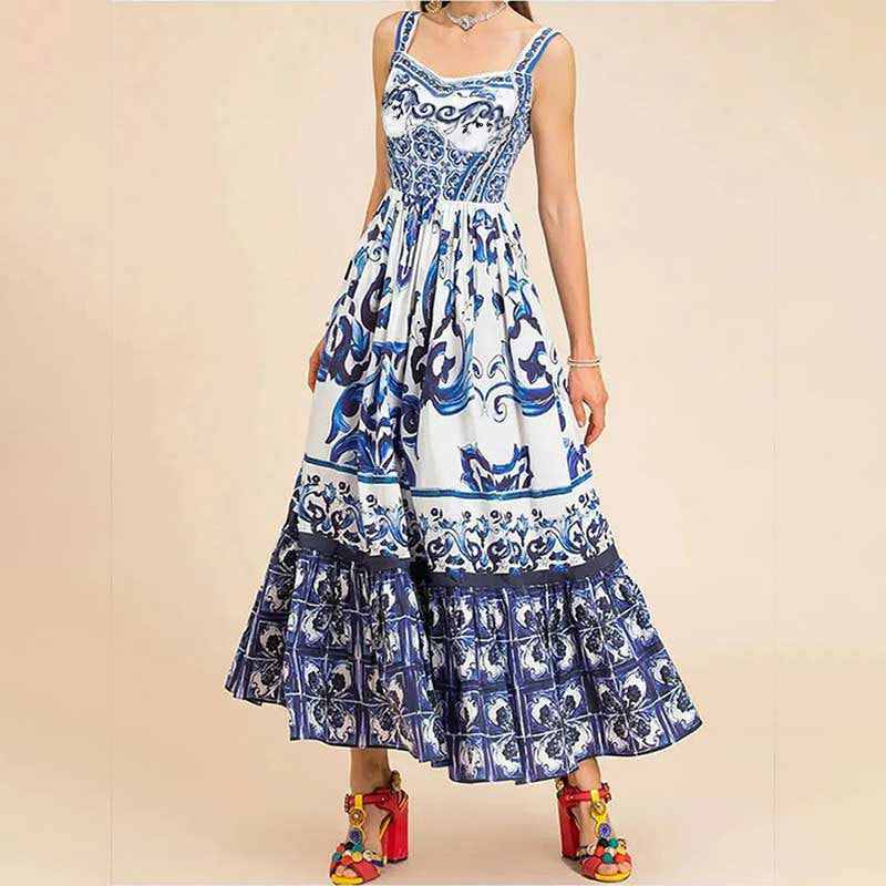 Damen Maxikleid mit elegantem A-Linien Schnitt und aufwendigen Verzierungen Drune