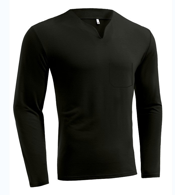 Herren nan Langarmshirt mit V-Ausschnitt Slim Fit Baumwollmix und elastischem Komfortbund Drune