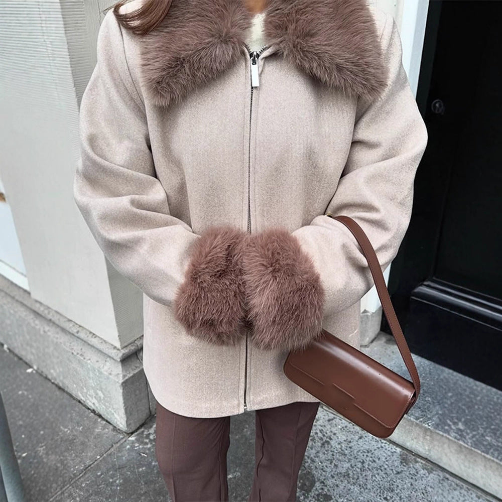 Damen Woolrich Jacke mit glamourösem Pelzbesatz Drune