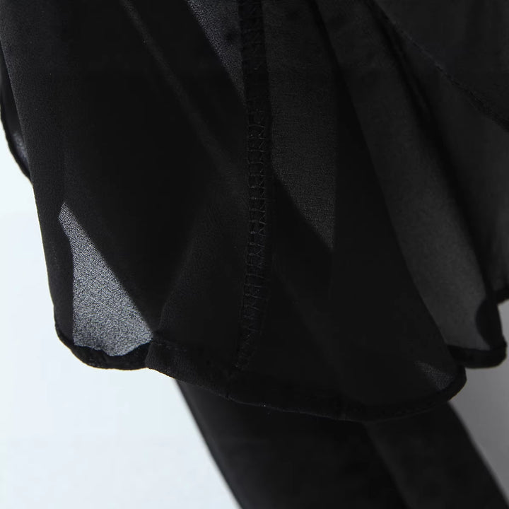 Damen Corsagenbluse mit Spitzen‑Corsage, gerafftem Dekolleté und Volantsaum Drune