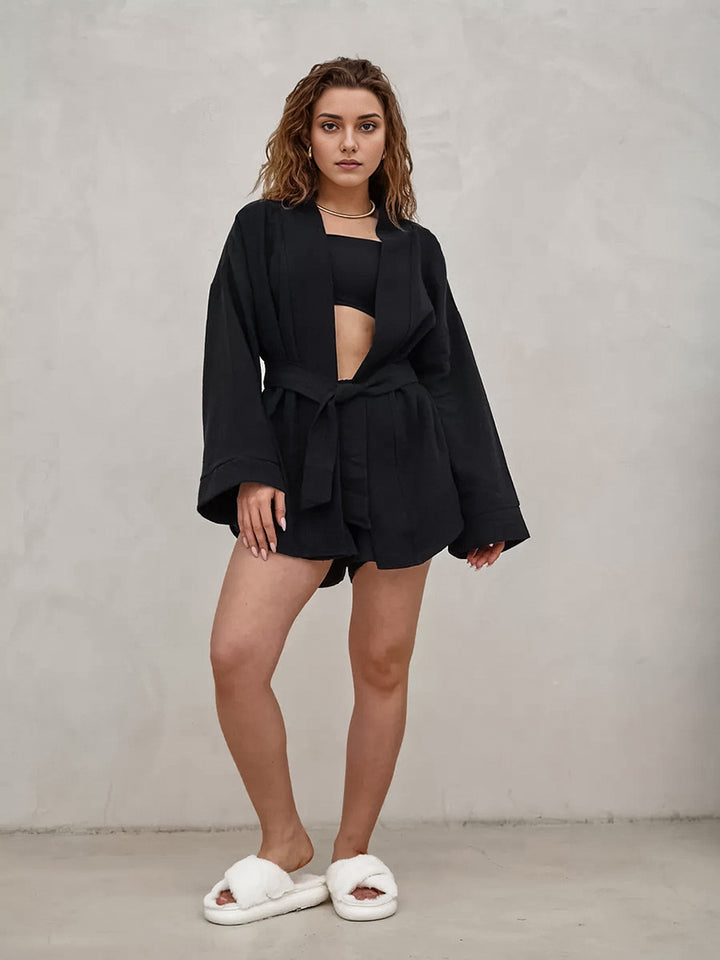 Damen Lässiges Set aus luftiger Bluse und Shorts Drune