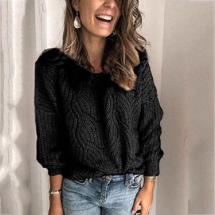 Damen Grobstrickpullover mit Zopfmuster Drune