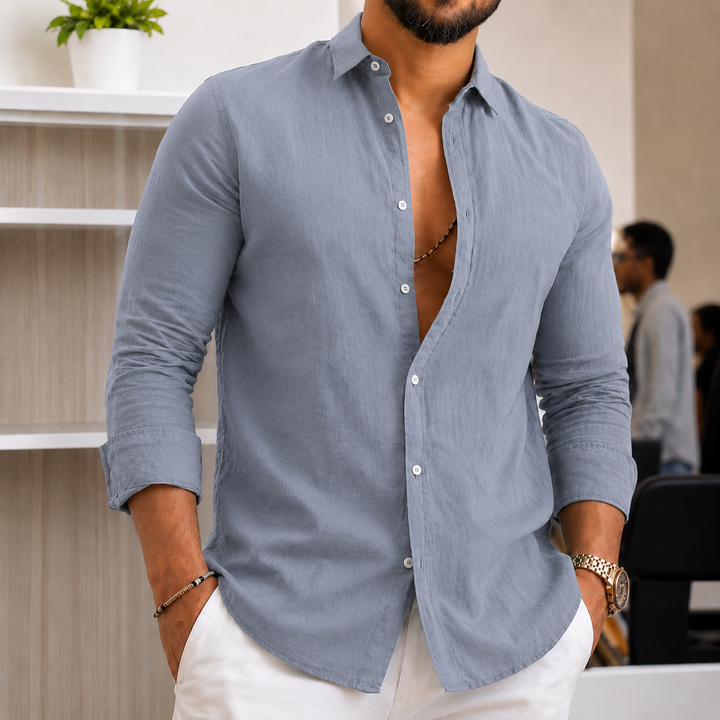 Herren Leichtes Leinenhemd Drune