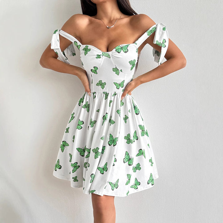 Damen Sommerkleid mit verspieltem Schmetterlingsdesign und verstellbaren Trägern Drune