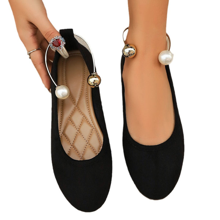 Damen Elegante Ballerinas mit kunstvollem Perlenschmuck und rutschfester Sohle Drune