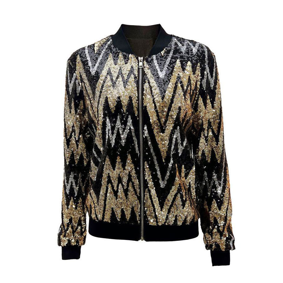 Drune | Damen-Pailletten-Bomberjacke mit funkelndem Design