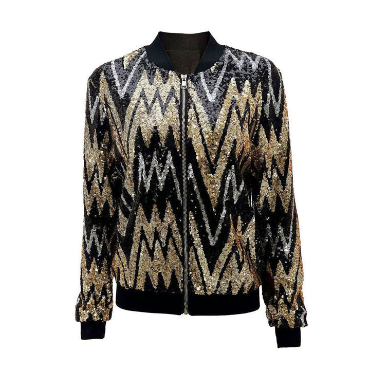 Drune | Damen-Pailletten-Bomberjacke mit funkelndem Design