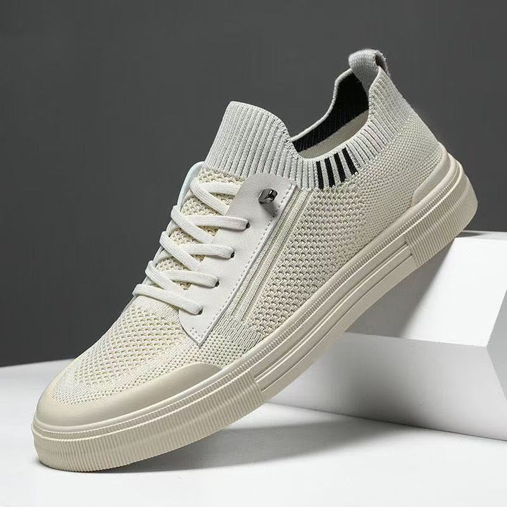 Herren Low-Top Strick-City-Sneaker mit elastischem Schaft, seitlichem Reißverschluss und stoßdämpfender Gummisohle Drune